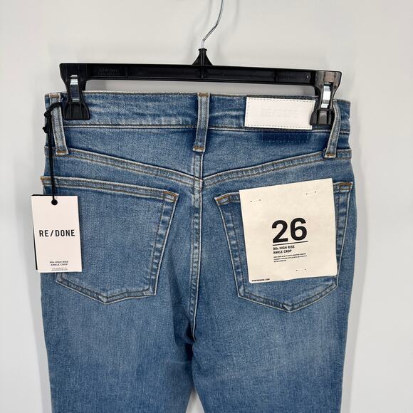 RE/DONE NWT 90's High Rise Ankle Crop in Classic Faded Blue // 26 - Picture 9 of 12